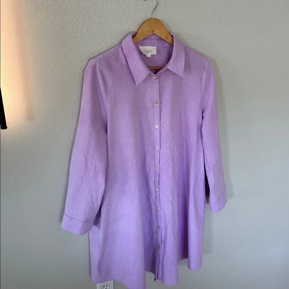 Tuckernuck Pomander Place Lavender Oxford Harris Button Up Dress, Size XL - Picture 6 of 15